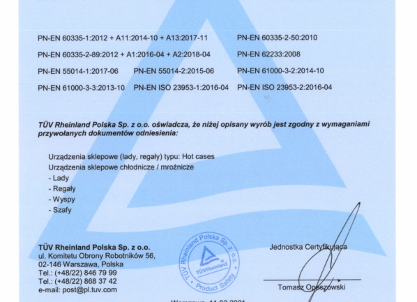 Certificats de conformité TUV - PL