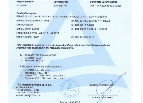 Certificats de conformité TUV - ENG